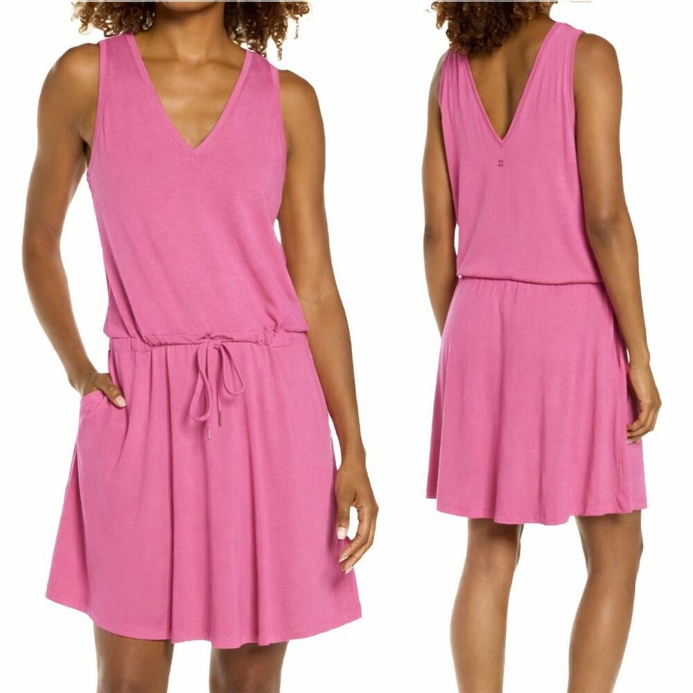 NEW Sweaty Betty Womens Take It Easy Drop Waist Tank Dress Medium Tayberry Pink